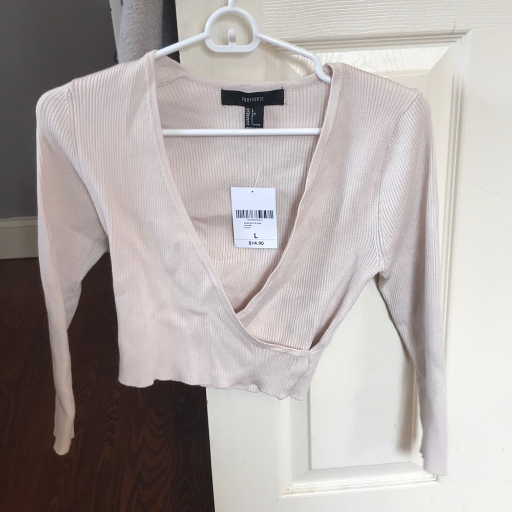 Cream half sleeve wrap forever 21 top